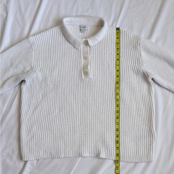 J.Crew Collared Cotton Knit Sweater Cream Women’s Size L Preppy Classic - Picture 6 of 8